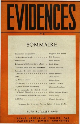 Evidences. N° 02 (Juin/Juillet 1949)